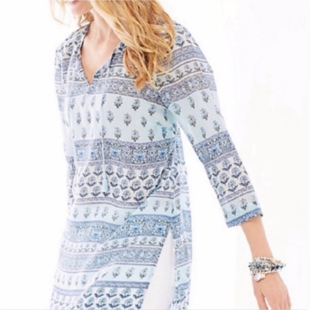 J. Jill blue print tunic top / swimsuit cover up Size Small